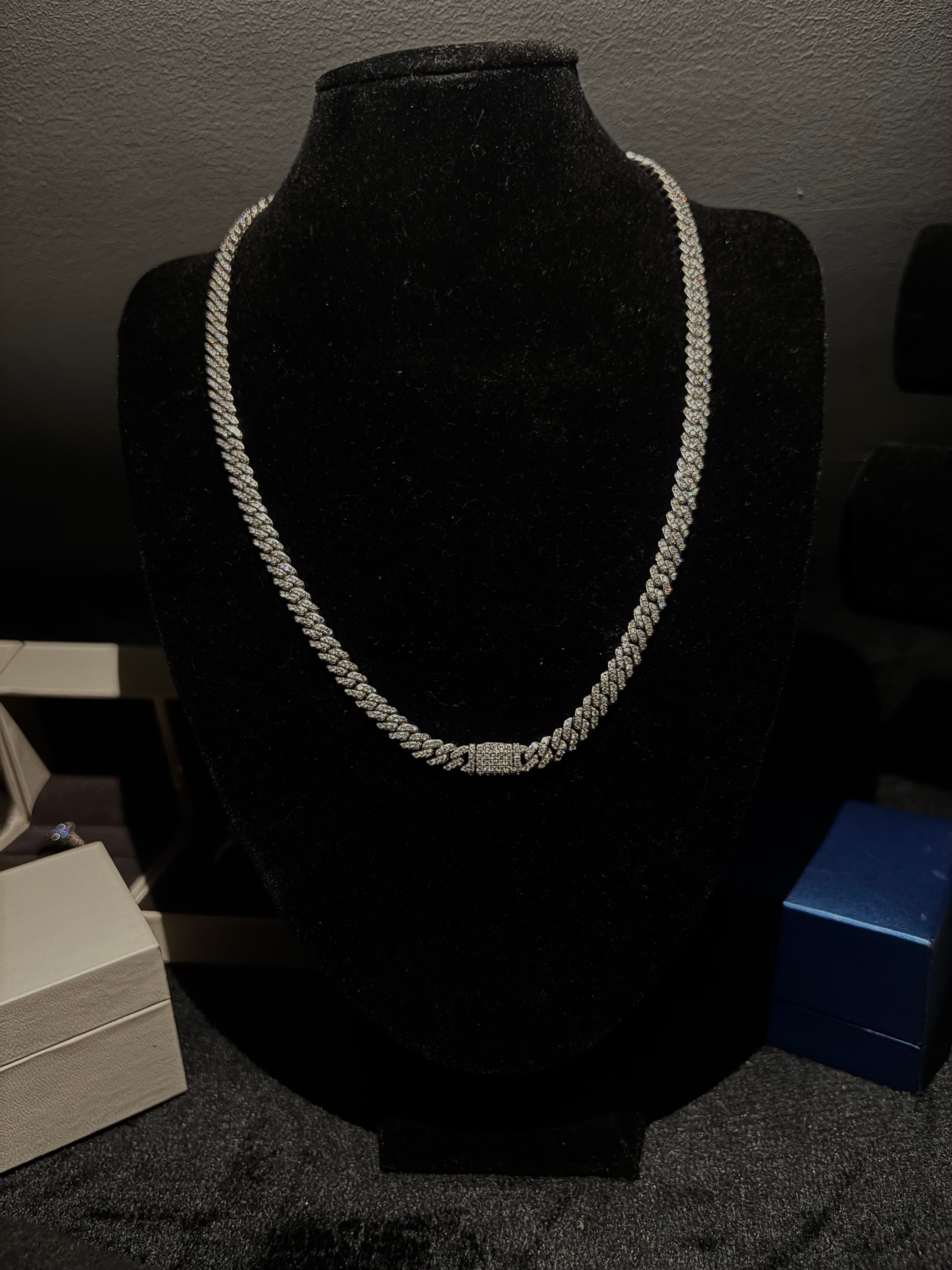 Łańcuszek Kubański 6mm z Moissanitem - Srebro 925 | AuraJewellery