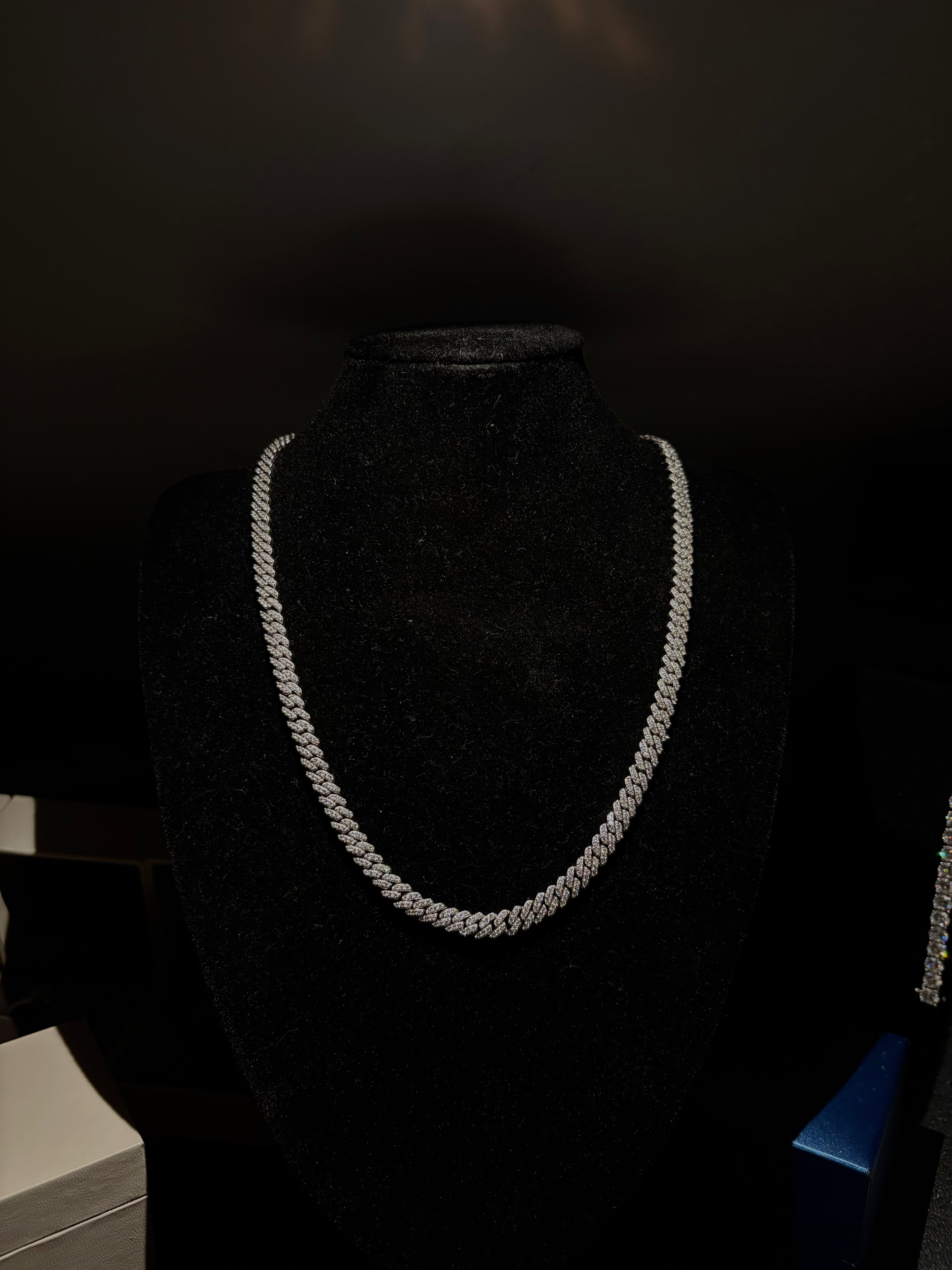 Łańcuszek Kubański 6mm z Moissanitem - Srebro 925 | AuraJewellery