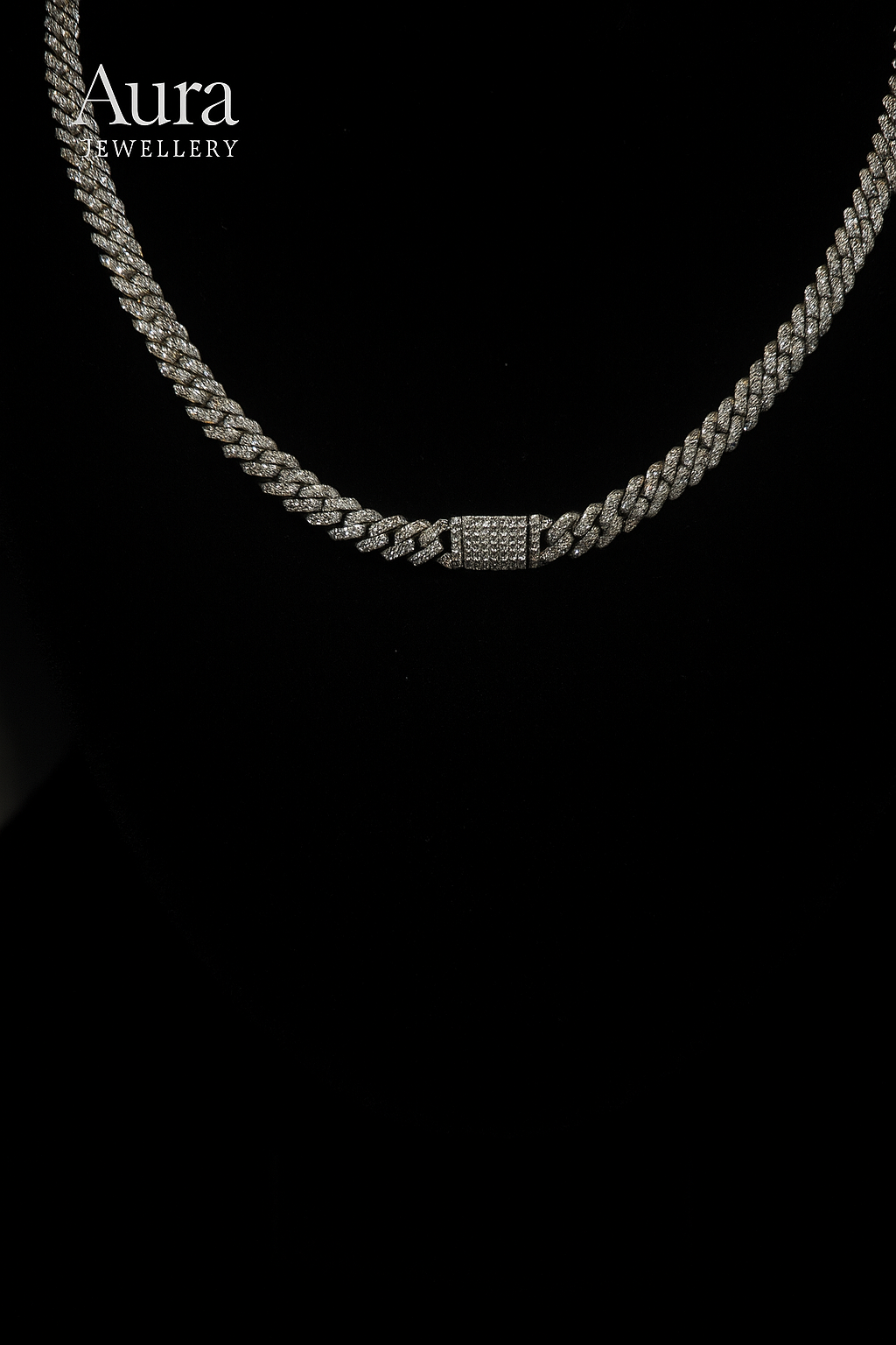 Łańcuszek Kubański 6mm z Moissanitem - Srebro 925 | AuraJewellery