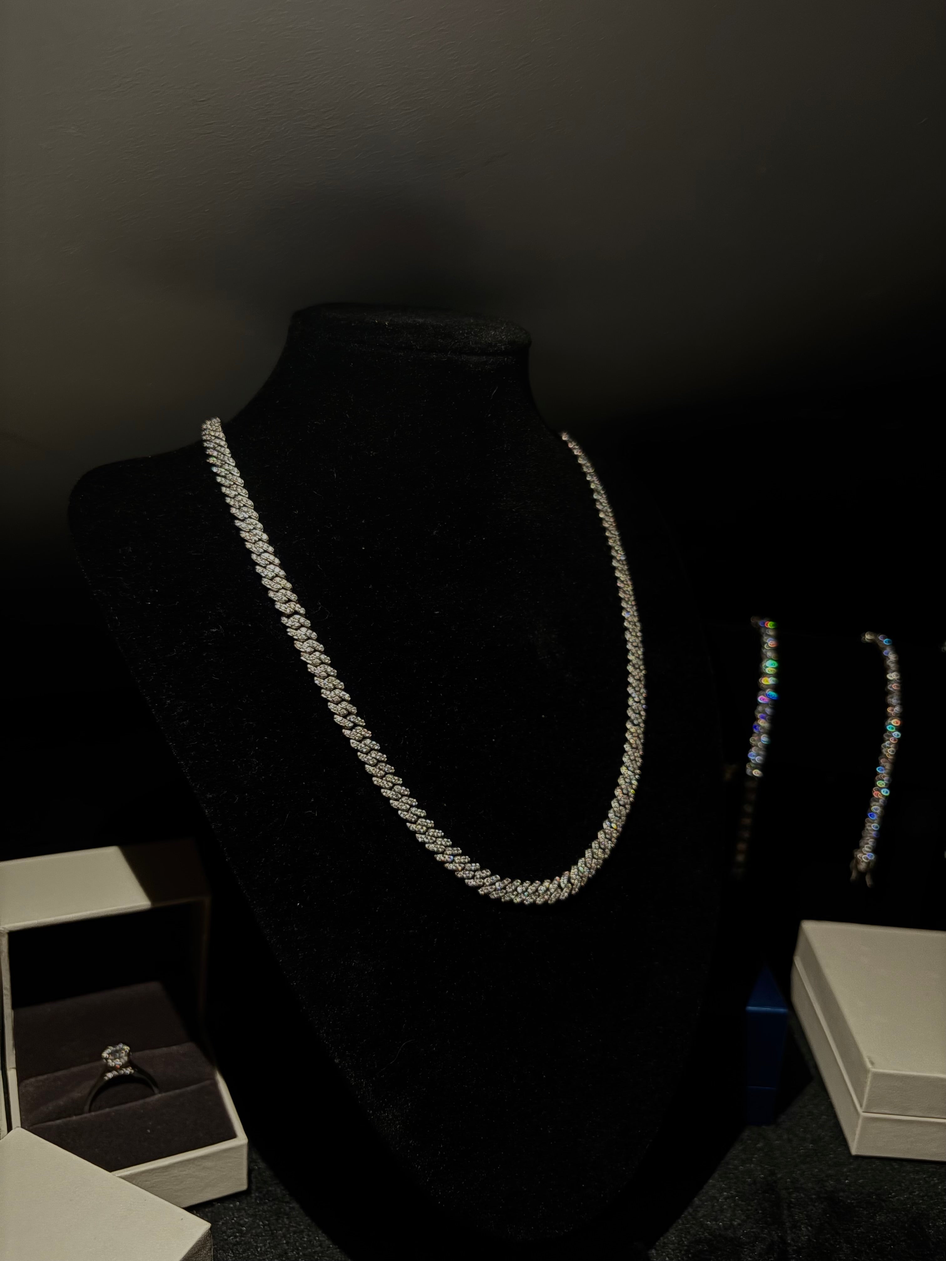 Łańcuszek Kubański 6mm z Moissanitem - Srebro 925 | AuraJewellery